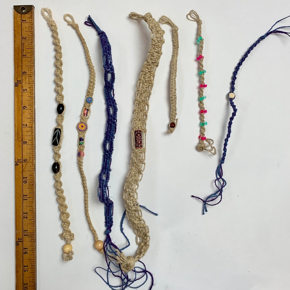 🐳 Bundle of Vintage 90s Hemp Macrame Jewelry